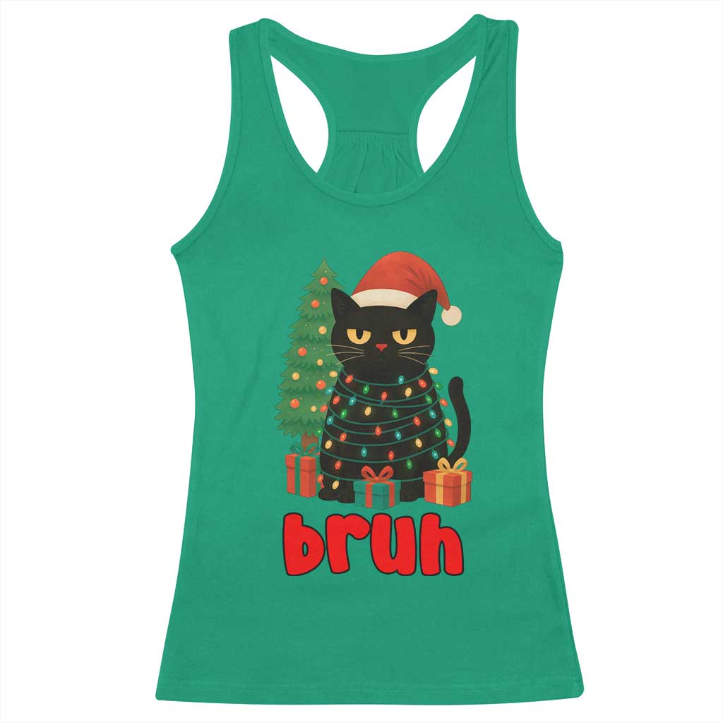 Funny Cat Bruh Christmas Racerback Tank Top Silly Meme Kitty Xmas - Wonder Print Shop