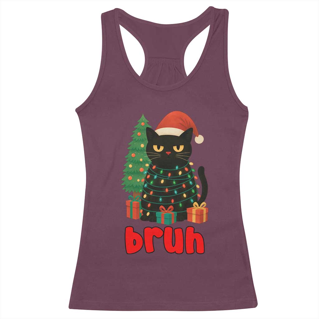 Funny Cat Bruh Christmas Racerback Tank Top Silly Meme Kitty Xmas - Wonder Print Shop