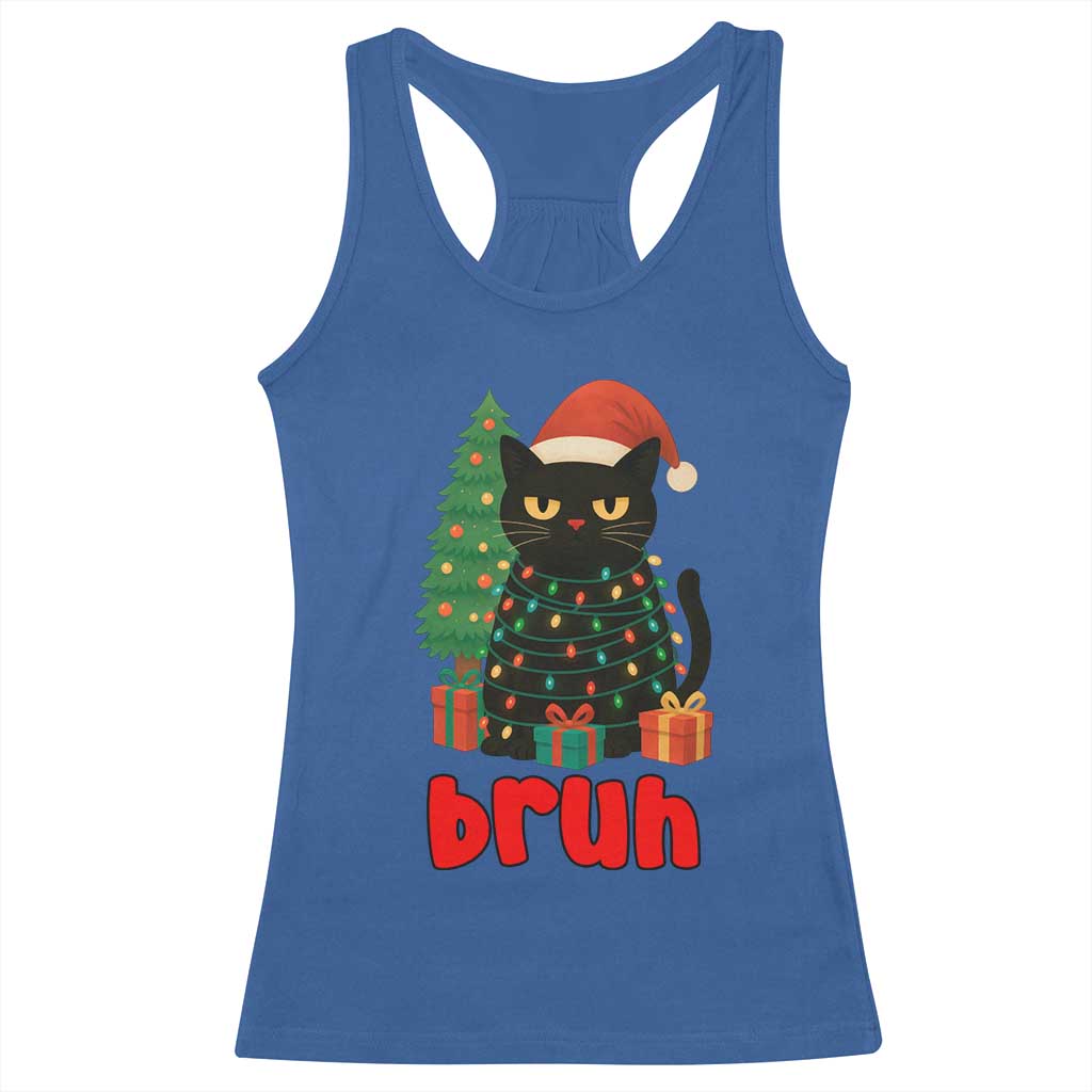 Funny Cat Bruh Christmas Racerback Tank Top Silly Meme Kitty Xmas - Wonder Print Shop