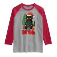 Funny Cat Bruh Christmas Raglan Shirt Silly Meme Kitty Xmas - Wonder Print Shop