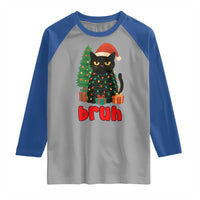 Funny Cat Bruh Christmas Raglan Shirt Silly Meme Kitty Xmas - Wonder Print Shop
