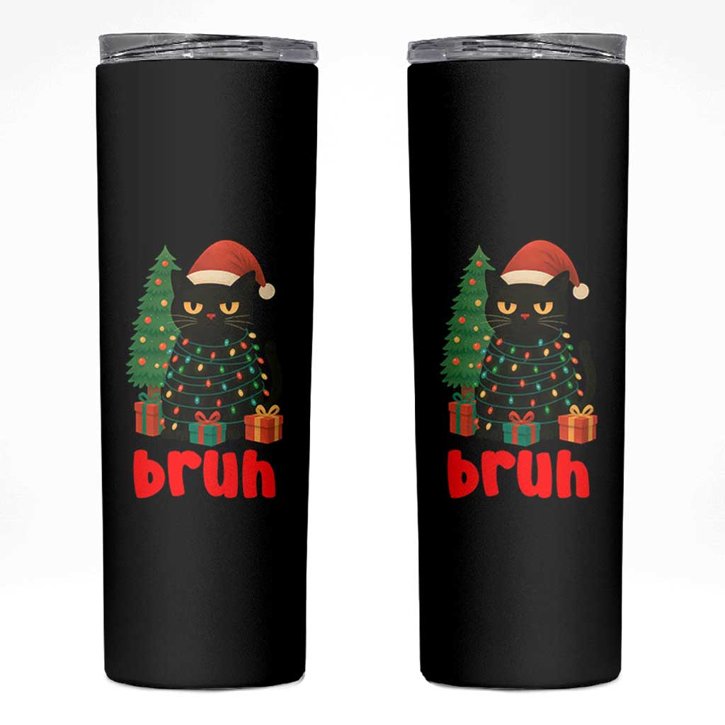 Funny Cat Bruh Christmas Skinny Tumbler Silly Meme Kitty Xmas - Wonder Print Shop