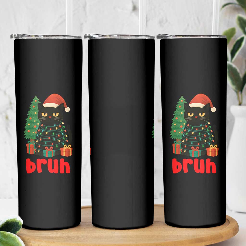 Funny Cat Bruh Christmas Skinny Tumbler Silly Meme Kitty Xmas - Wonder Print Shop
