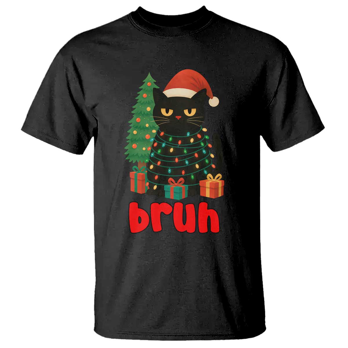 Funny Cat Bruh Christmas T Shirt Silly Meme Kitty Xmas - Wonder Print Shop