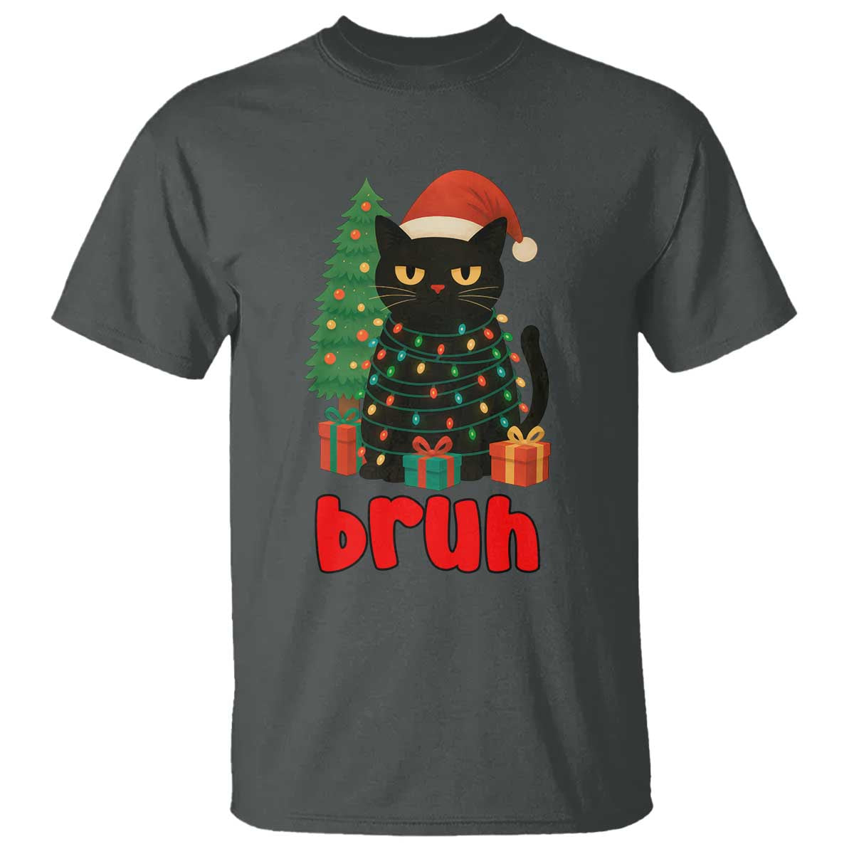 Funny Cat Bruh Christmas T Shirt Silly Meme Kitty Xmas - Wonder Print Shop