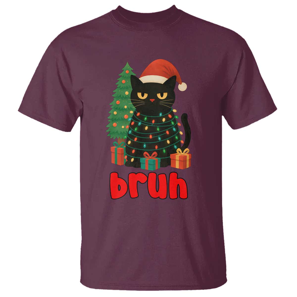 Funny Cat Bruh Christmas T Shirt Silly Meme Kitty Xmas - Wonder Print Shop
