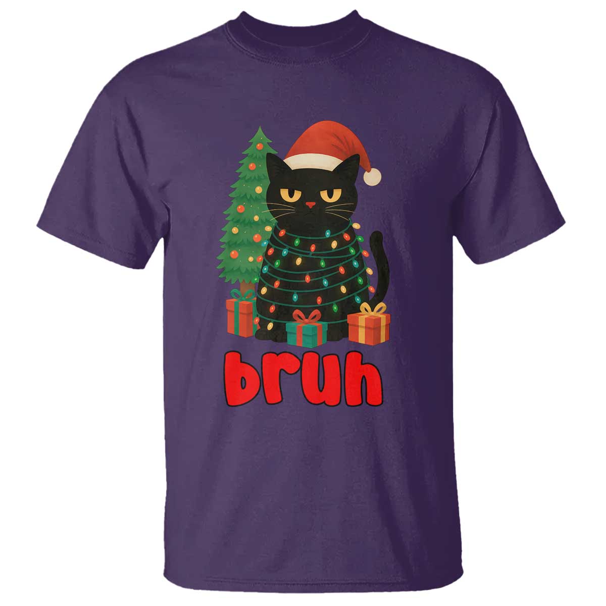 Funny Cat Bruh Christmas T Shirt Silly Meme Kitty Xmas - Wonder Print Shop