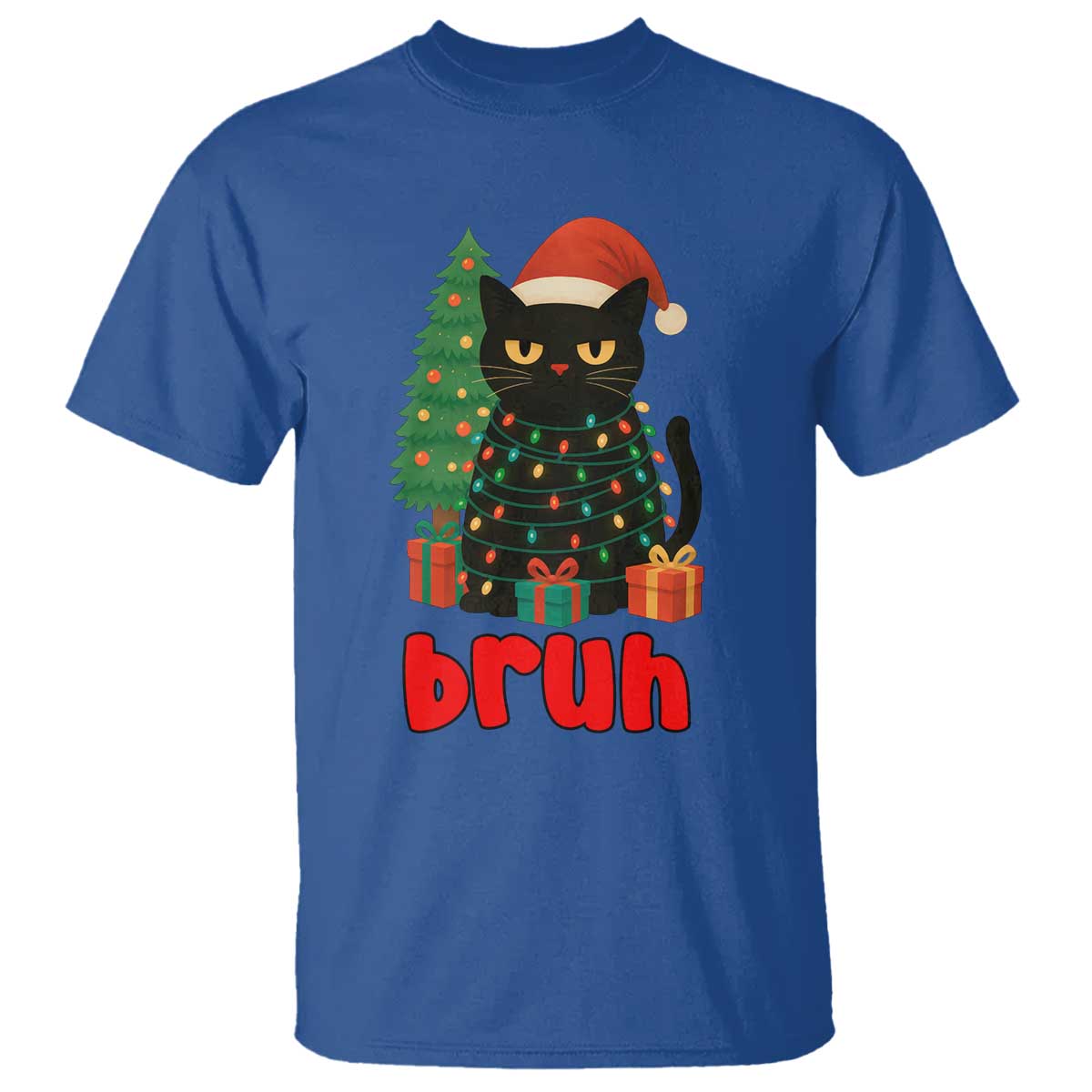 Funny Cat Bruh Christmas T Shirt Silly Meme Kitty Xmas - Wonder Print Shop