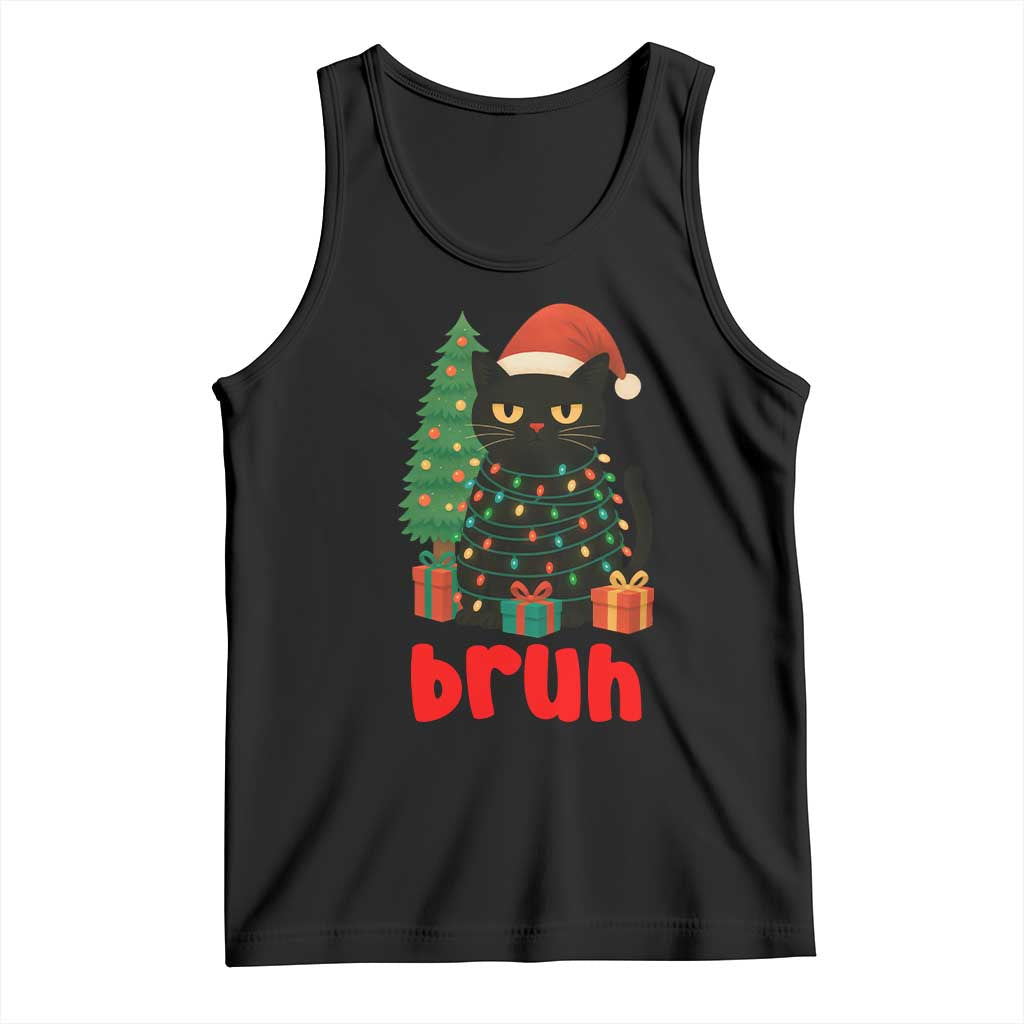 Funny Cat Bruh Christmas Tank Top Silly Meme Kitty Xmas - Wonder Print Shop