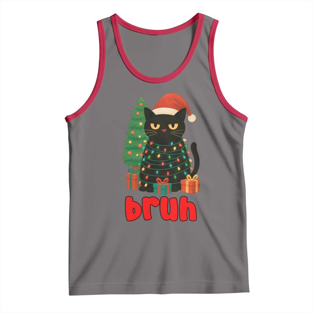 Funny Cat Bruh Christmas Tank Top Silly Meme Kitty Xmas - Wonder Print Shop