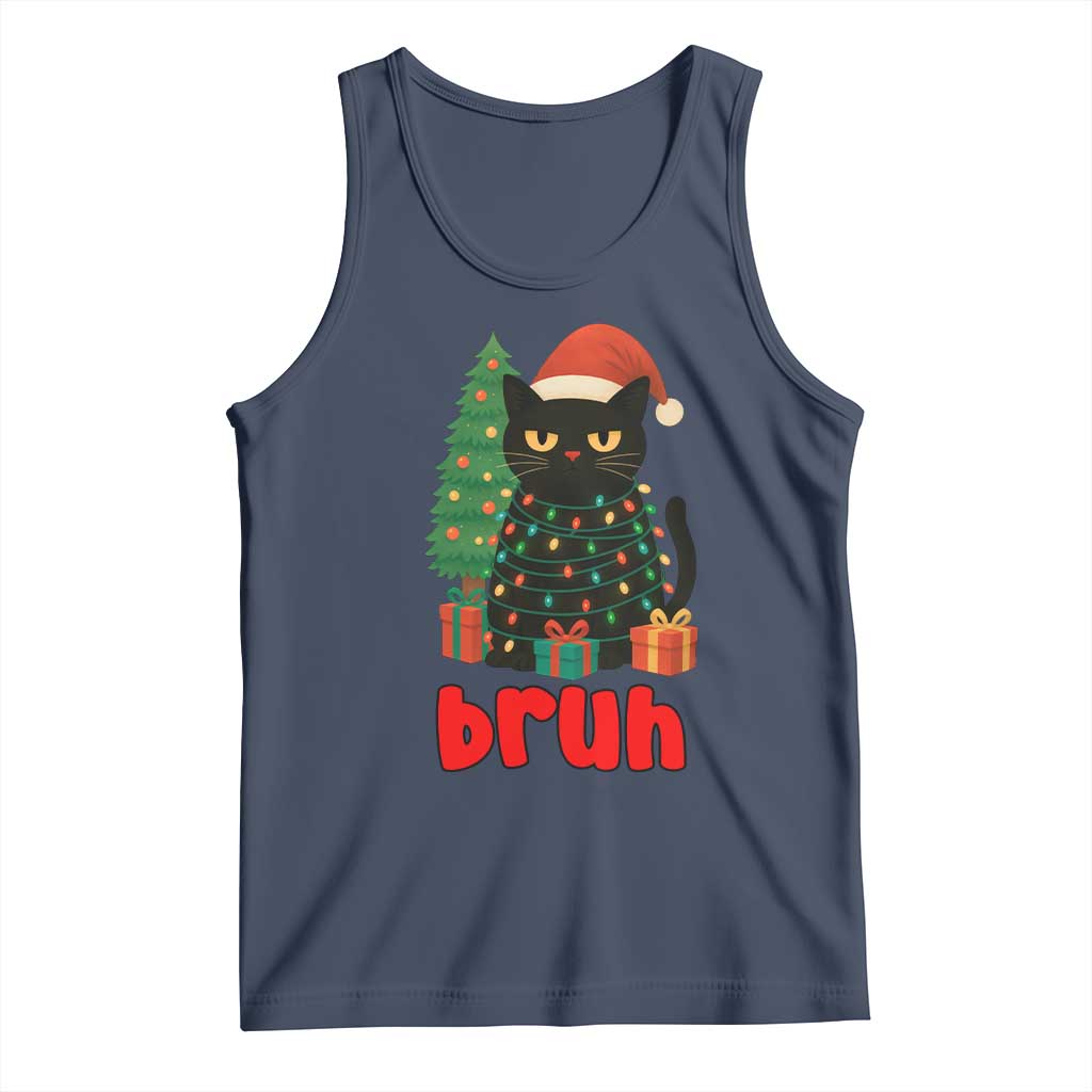 Funny Cat Bruh Christmas Tank Top Silly Meme Kitty Xmas - Wonder Print Shop