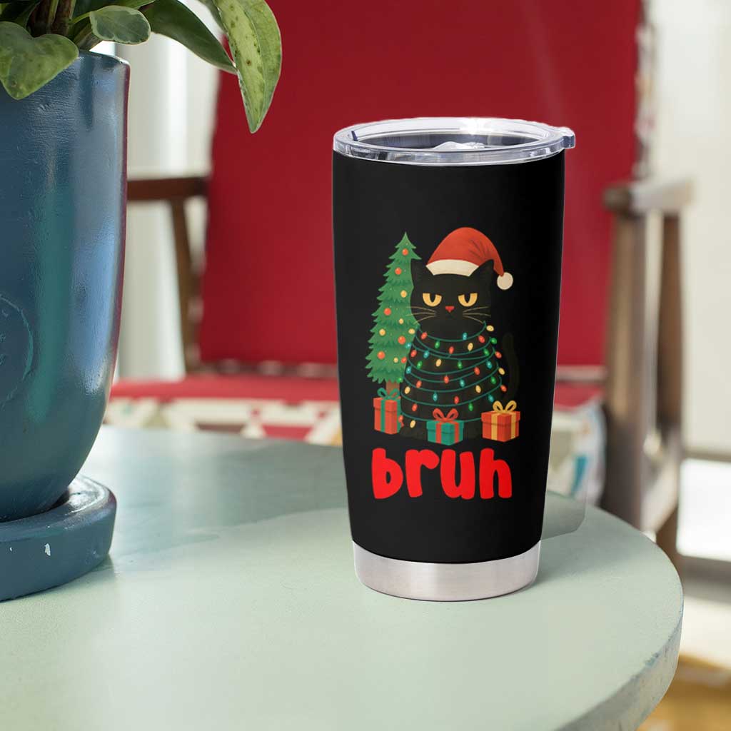 Funny Cat Bruh Christmas Tumbler Cup Silly Meme Kitty Xmas - Wonder Print Shop