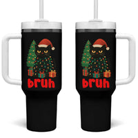 Funny Cat Bruh Christmas Tumbler With Handle Silly Meme Kitty Xmas - Wonder Print Shop