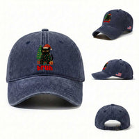 Funny Cat Bruh Christmas Washed Cotton Baseball Cap Silly Meme Kitty Xmas