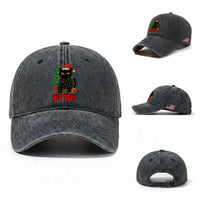Funny Cat Bruh Christmas Washed Cotton Baseball Cap Silly Meme Kitty Xmas