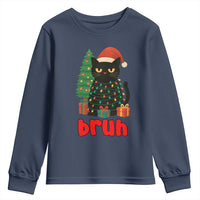Funny Cat Bruh Christmas Youth Sweatshirt Silly Meme Kitty Xmas - Wonder Print Shop