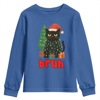 Funny Cat Bruh Christmas Youth Sweatshirt Silly Meme Kitty Xmas - Wonder Print Shop
