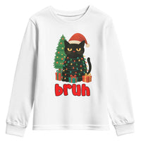 Funny Cat Bruh Christmas Youth Sweatshirt Silly Meme Kitty Xmas - Wonder Print Shop