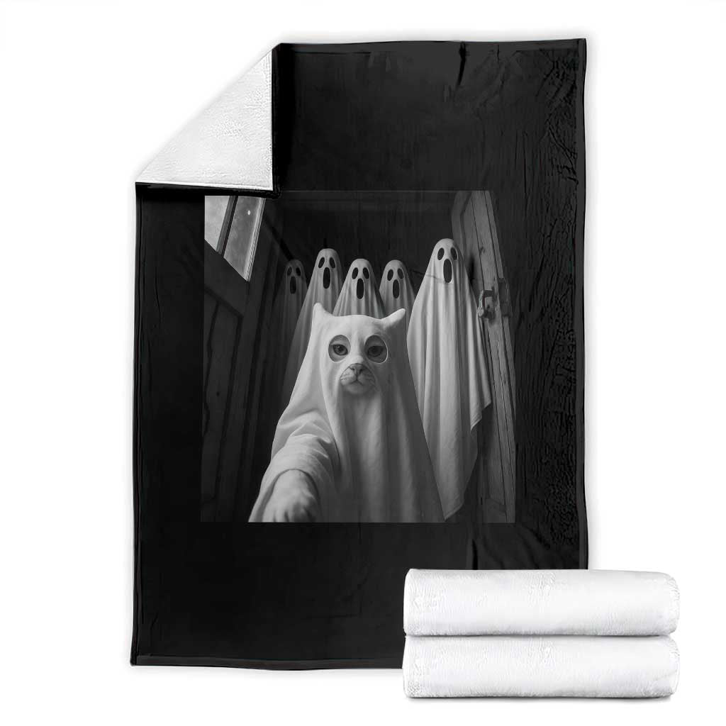 Funny Ghost Cat Halloween Meme Throw Blanket - Wonder Print Shop