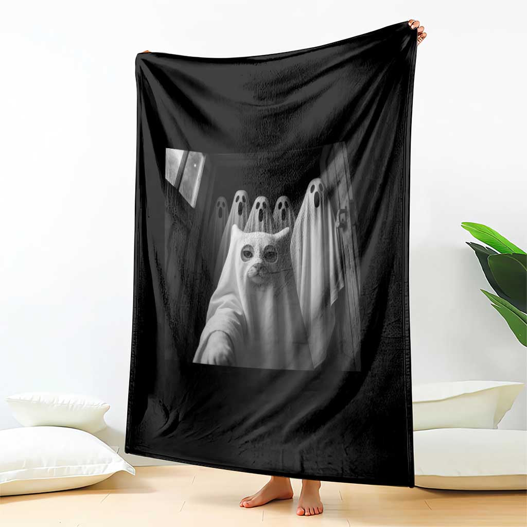 Funny Ghost Cat Halloween Meme Throw Blanket - Wonder Print Shop