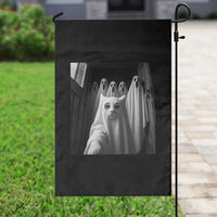 Funny Ghost Cat Halloween Meme Garden Flag - Wonder Print Shop