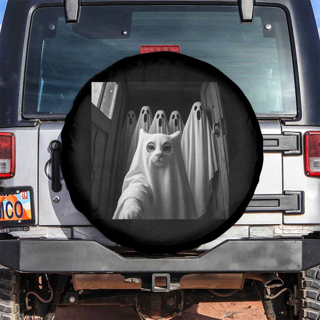 Funny Ghost Cat Halloween Meme Spare Tire Cover - Wonder Print Shop