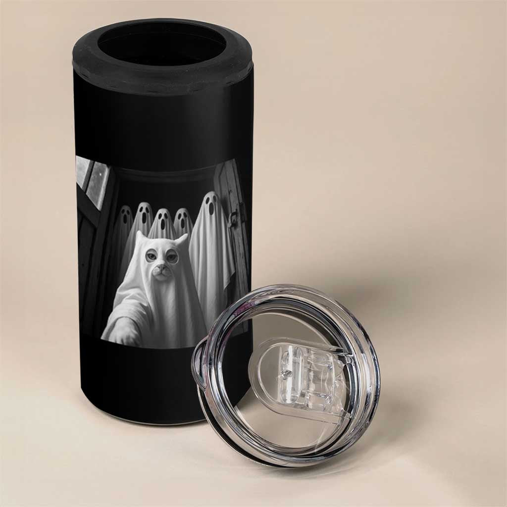 Funny Ghost Cat Halloween Meme 4 in 1 Can Cooler Tumbler - Wonder Print Shop
