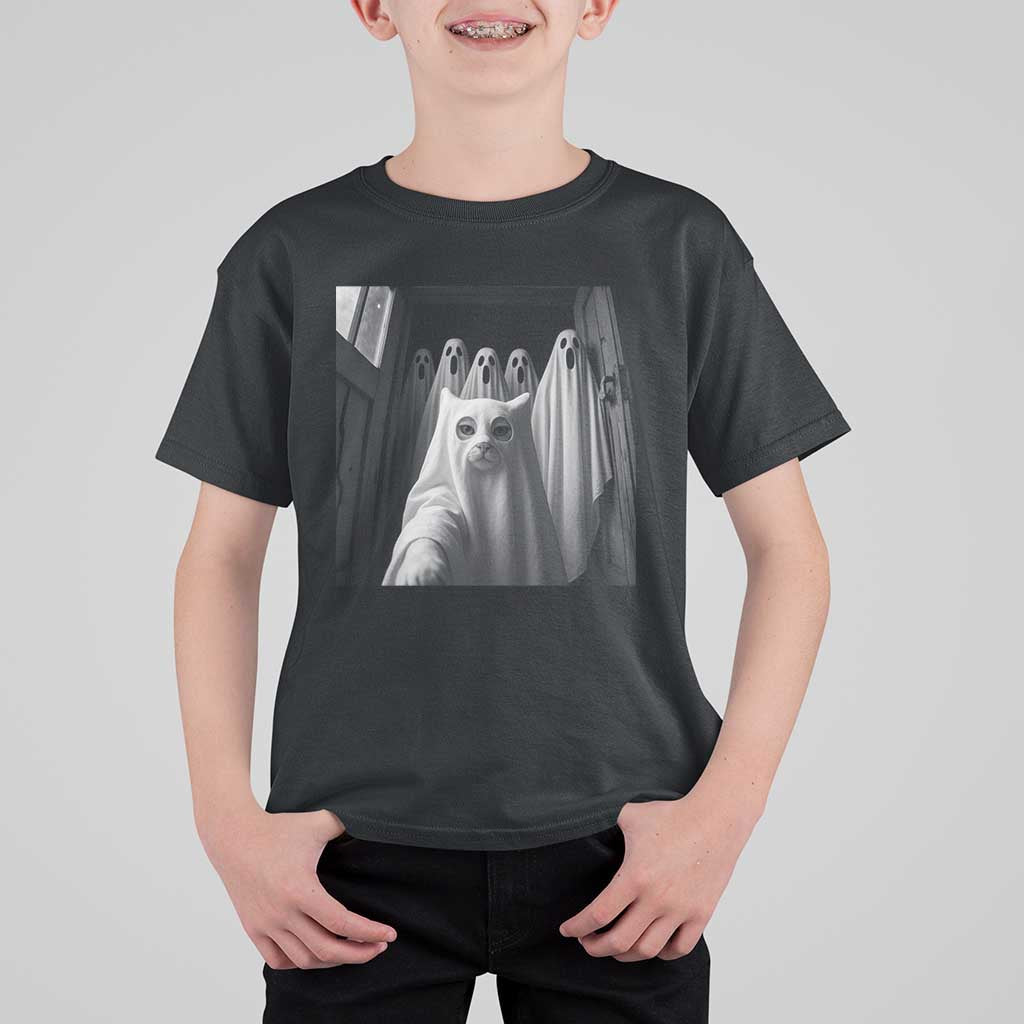 Funny Ghost Cat Halloween Meme T Shirt For Kid - Wonder Print Shop