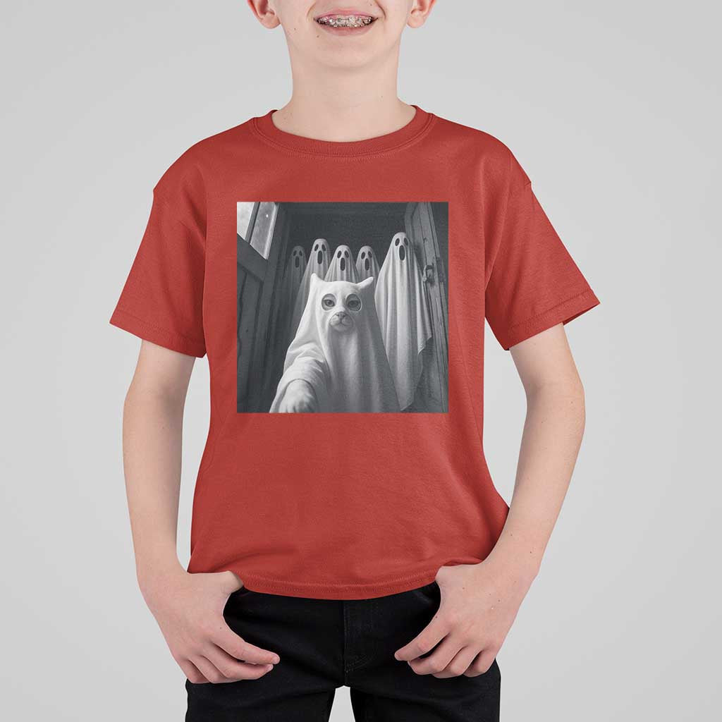 Funny Ghost Cat Halloween Meme T Shirt For Kid - Wonder Print Shop