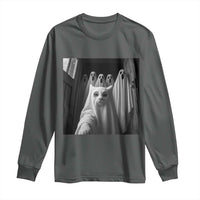 Funny Ghost Cat Halloween Meme Long Sleeve Shirt - Wonder Print Shop