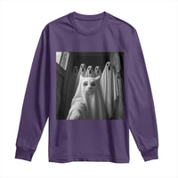 Funny Ghost Cat Halloween Meme Long Sleeve Shirt - Wonder Print Shop
