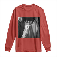 Funny Ghost Cat Halloween Meme Long Sleeve Shirt - Wonder Print Shop