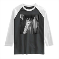 Funny Ghost Cat Halloween Meme Raglan Shirt - Wonder Print Shop