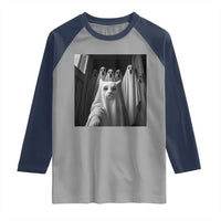Funny Ghost Cat Halloween Meme Raglan Shirt - Wonder Print Shop