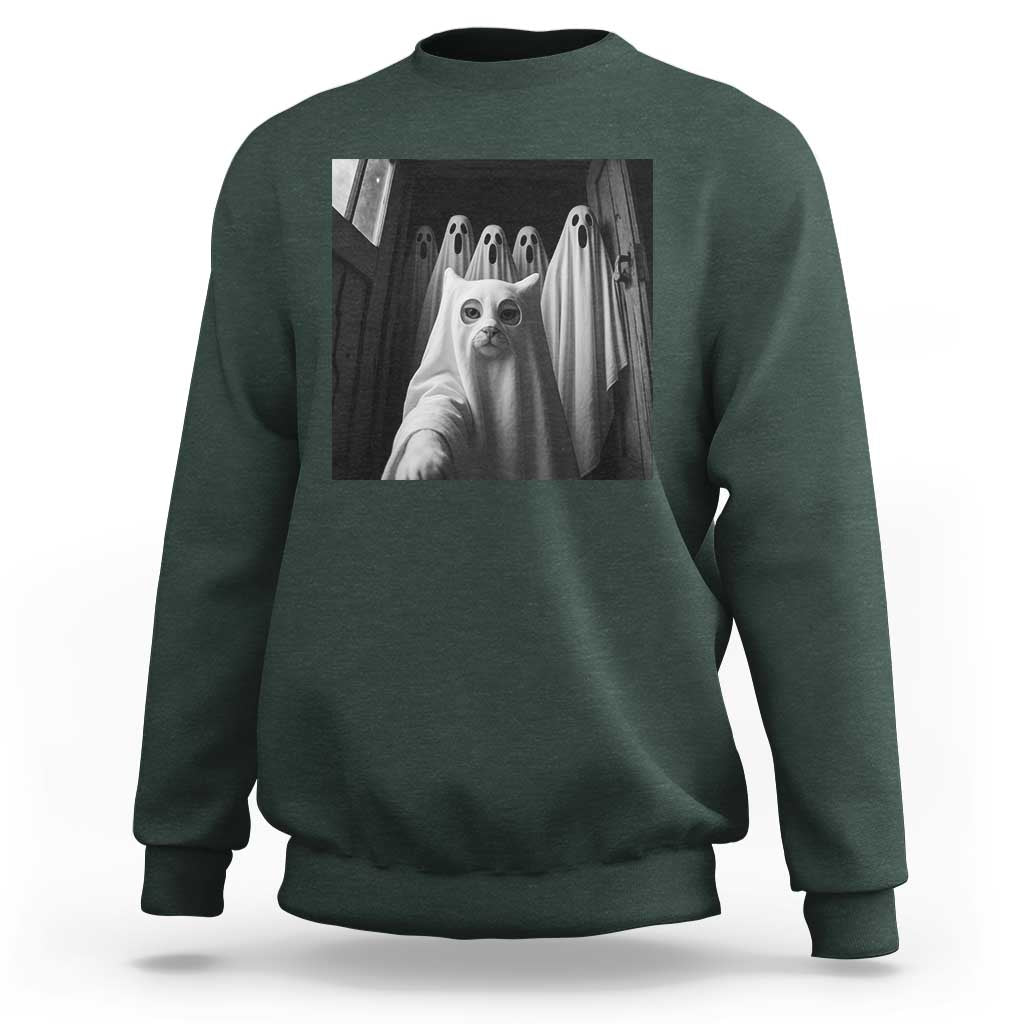 Funny Ghost Cat Halloween Meme Sweatshirt - Wonder Print Shop