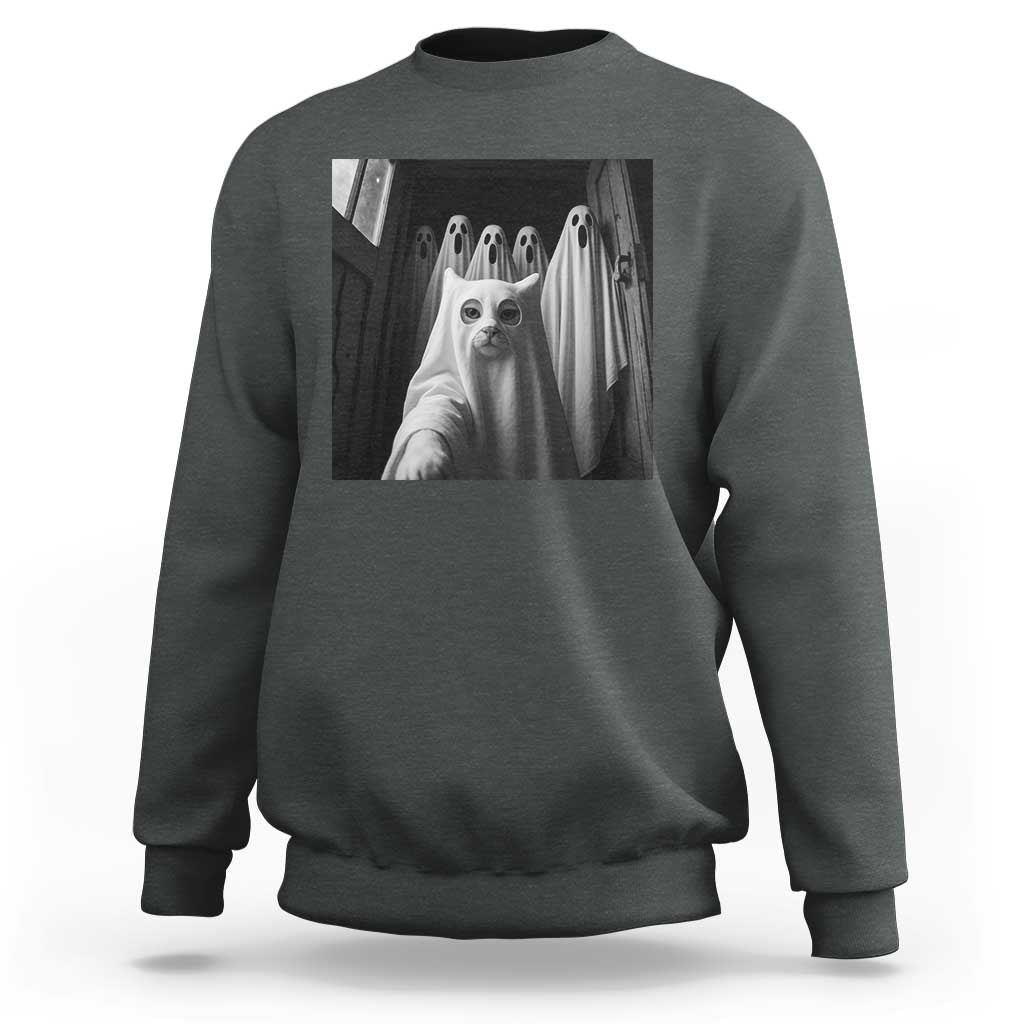 Funny Ghost Cat Halloween Meme Sweatshirt - Wonder Print Shop