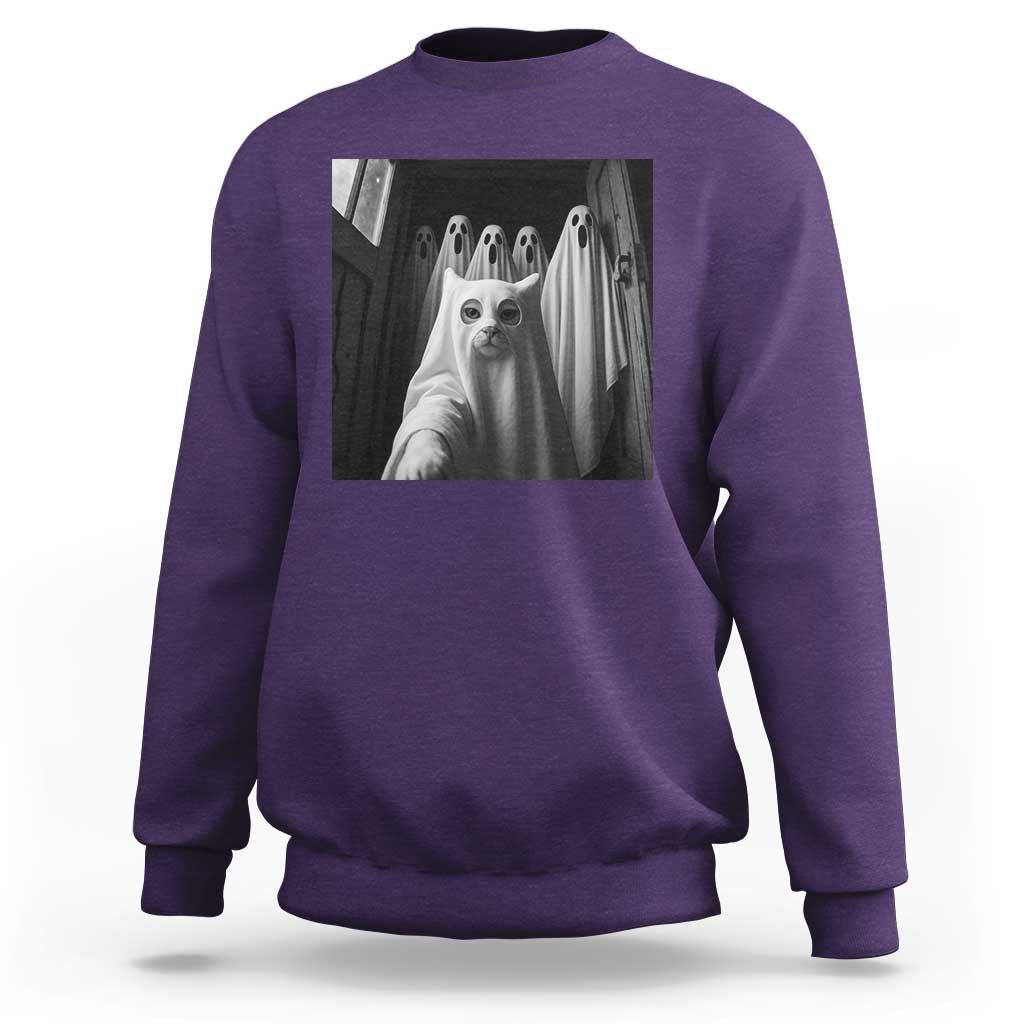 Funny Ghost Cat Halloween Meme Sweatshirt - Wonder Print Shop