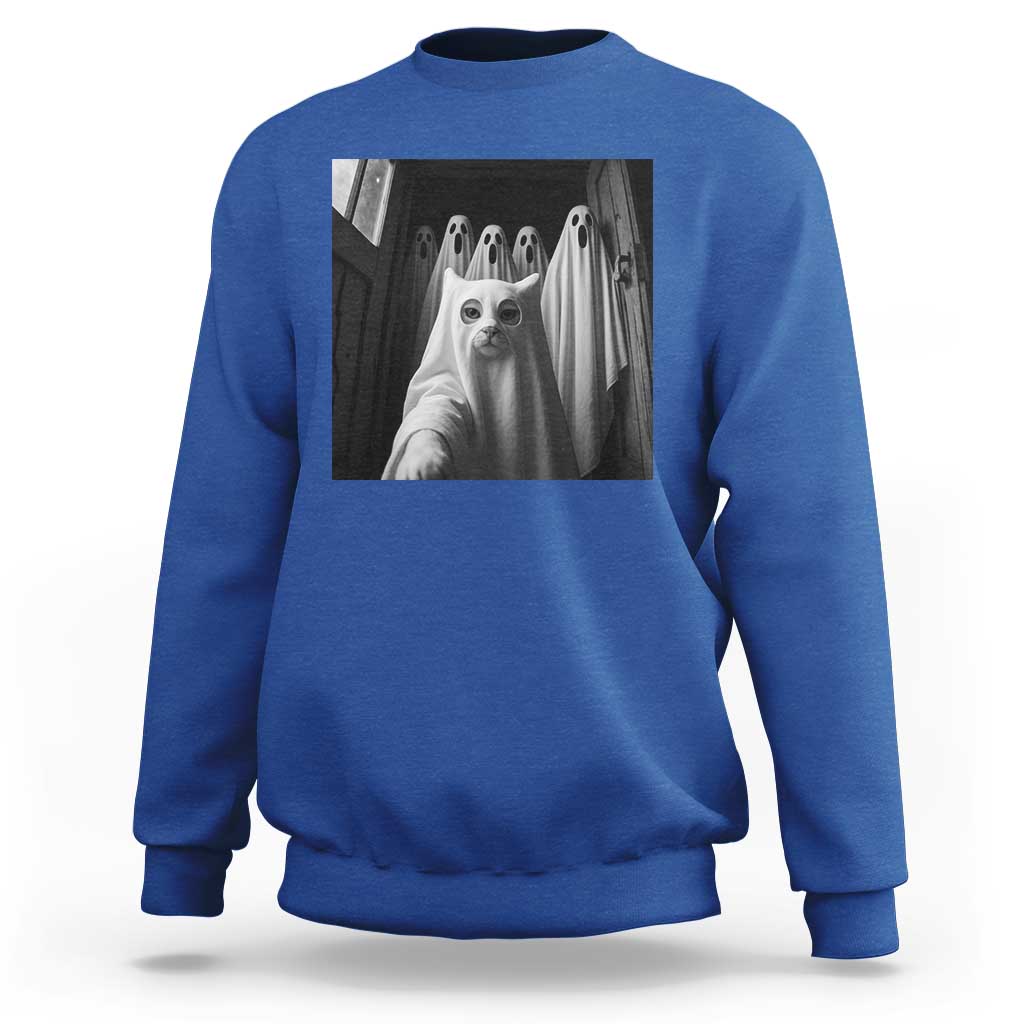 Funny Ghost Cat Halloween Meme Sweatshirt - Wonder Print Shop