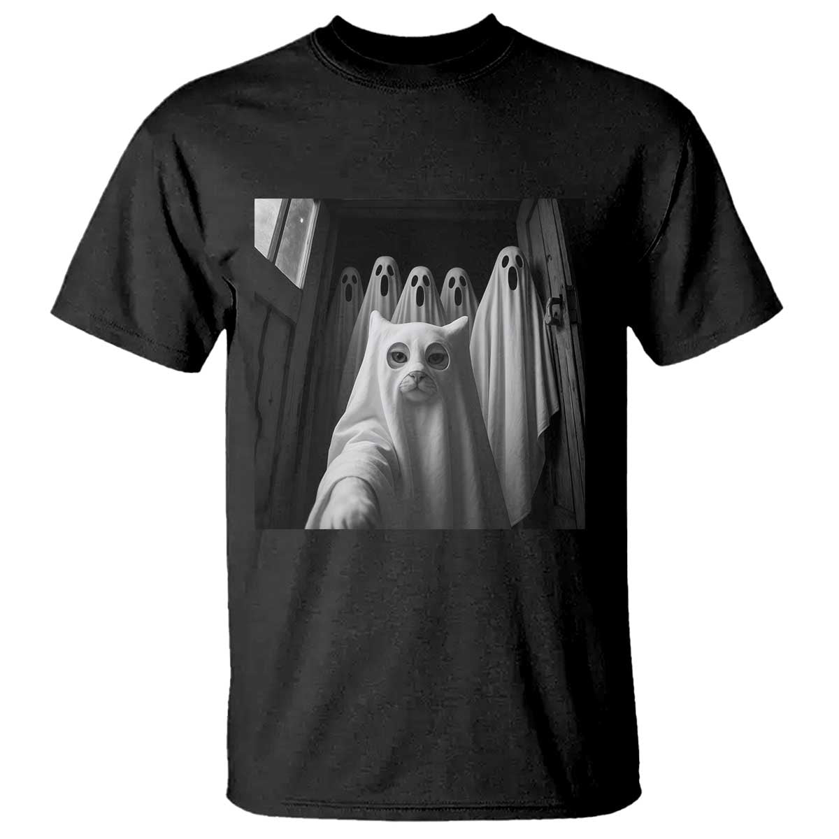 Funny Ghost Cat Halloween Meme T Shirt - Wonder Print Shop