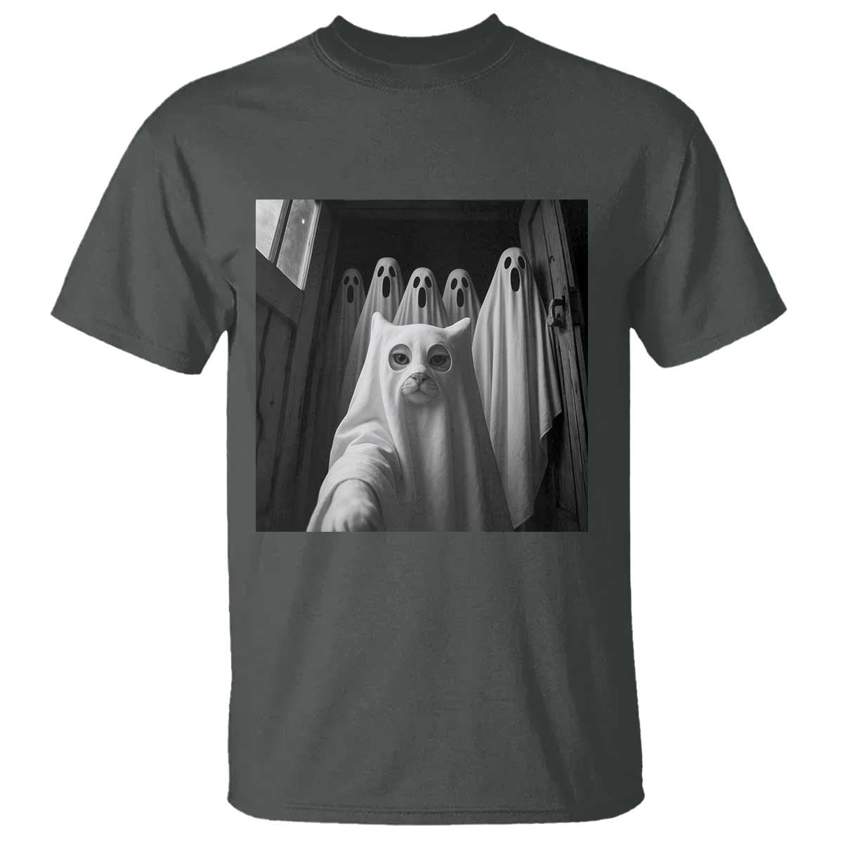 Funny Ghost Cat Halloween Meme T Shirt - Wonder Print Shop
