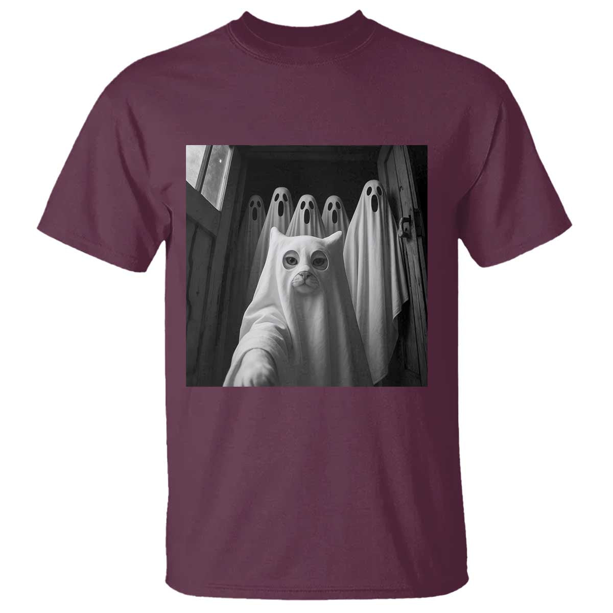 Funny Ghost Cat Halloween Meme T Shirt - Wonder Print Shop