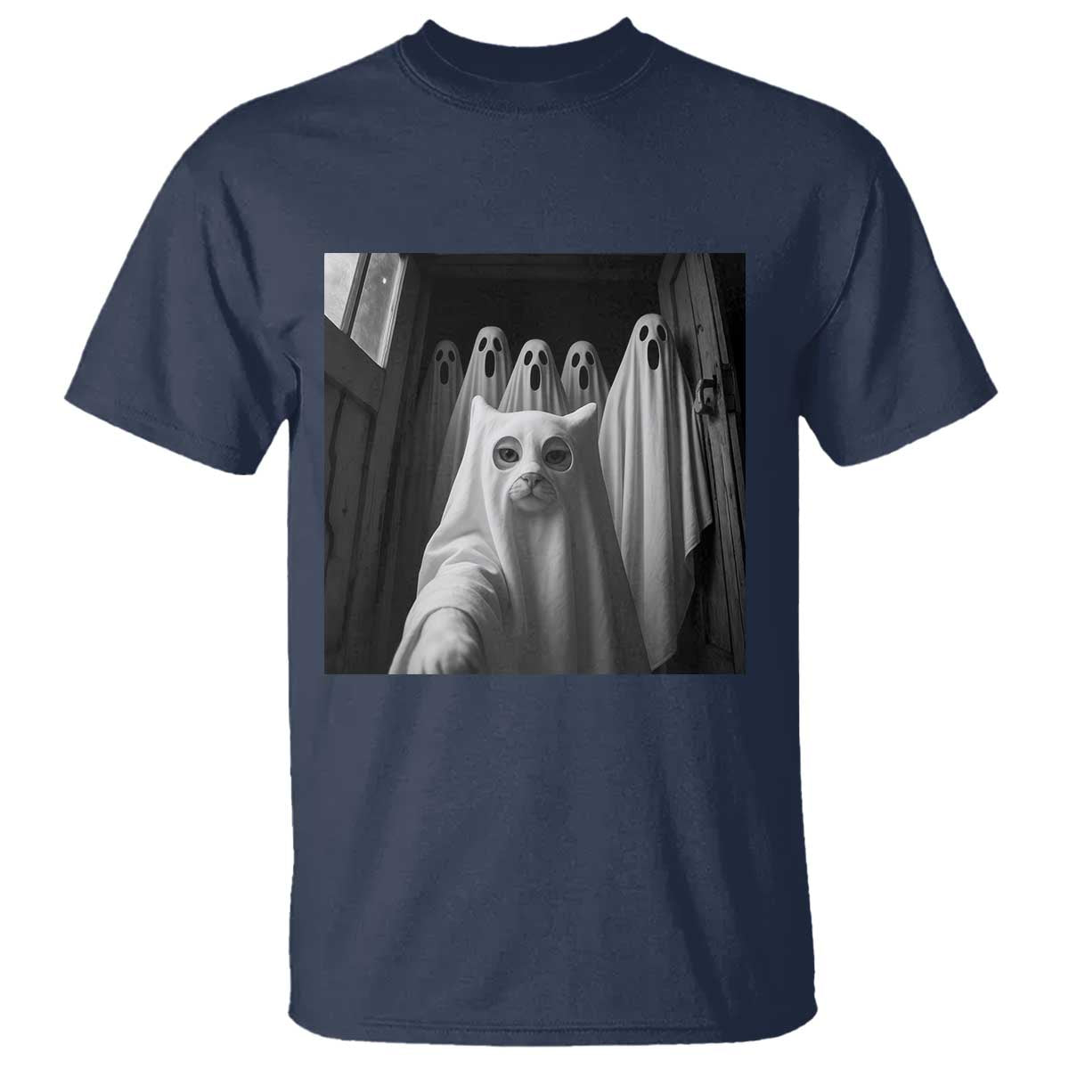 Funny Ghost Cat Halloween Meme T Shirt - Wonder Print Shop