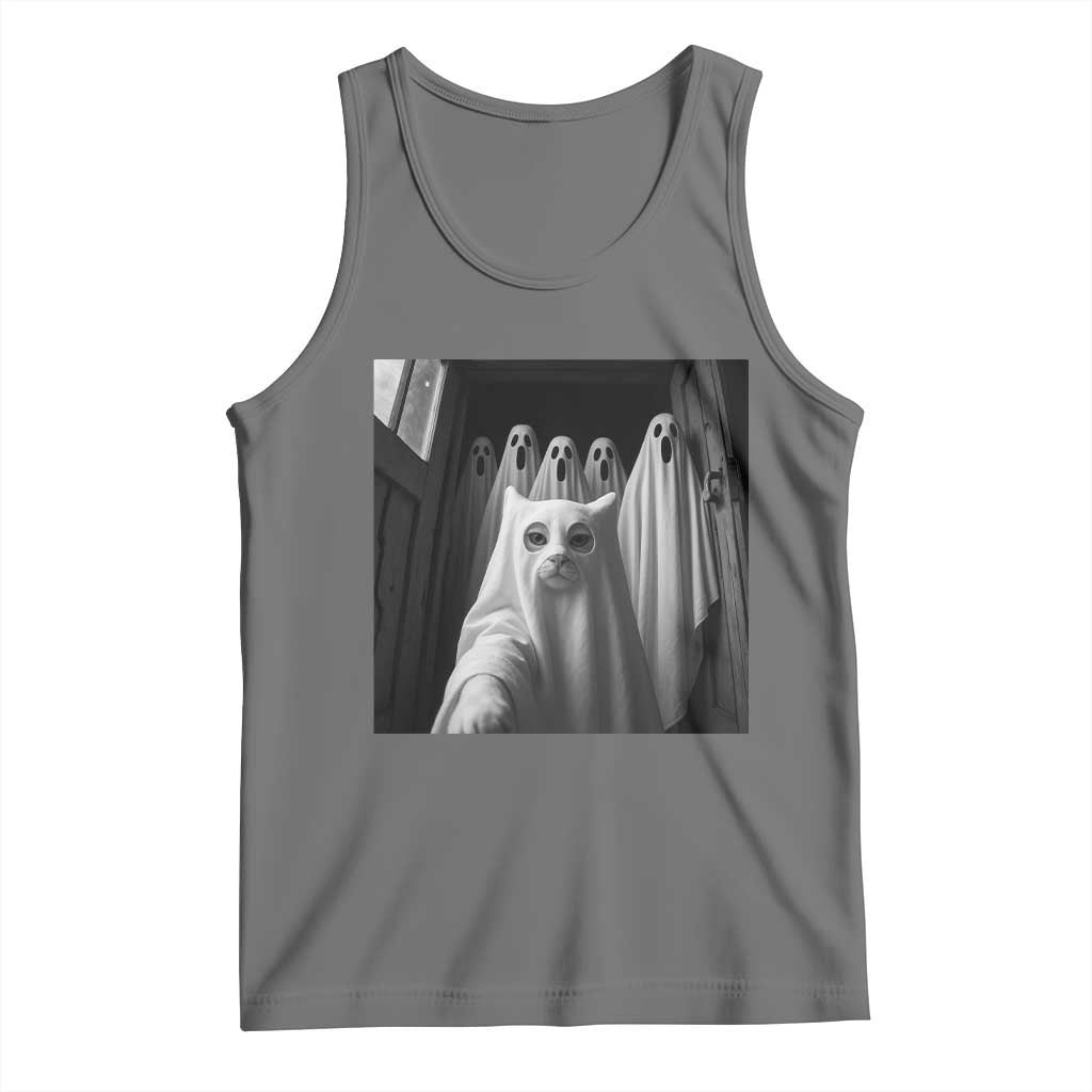 Funny Ghost Cat Halloween Meme Tank Top - Wonder Print Shop