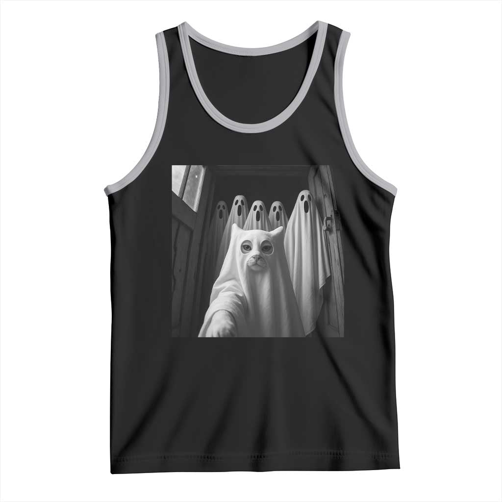 Funny Ghost Cat Halloween Meme Tank Top - Wonder Print Shop