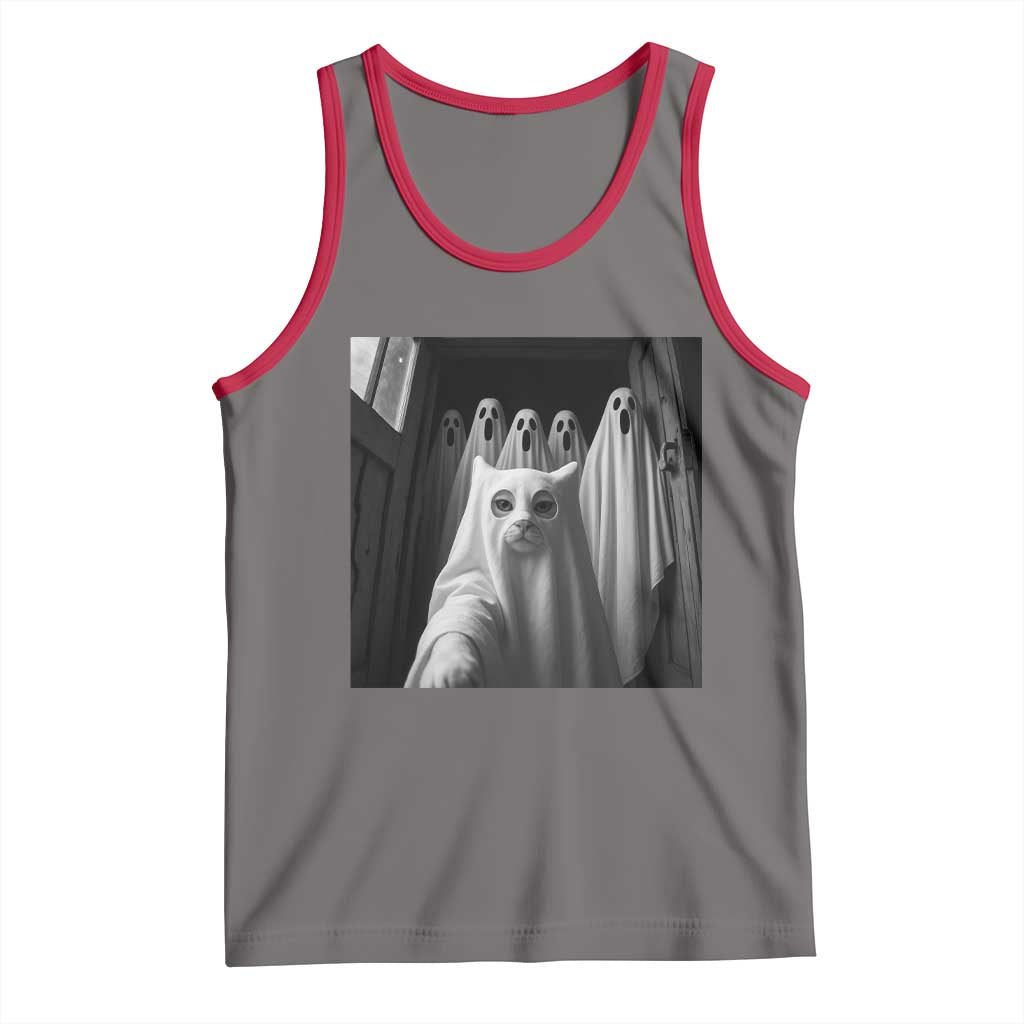 Funny Ghost Cat Halloween Meme Tank Top - Wonder Print Shop