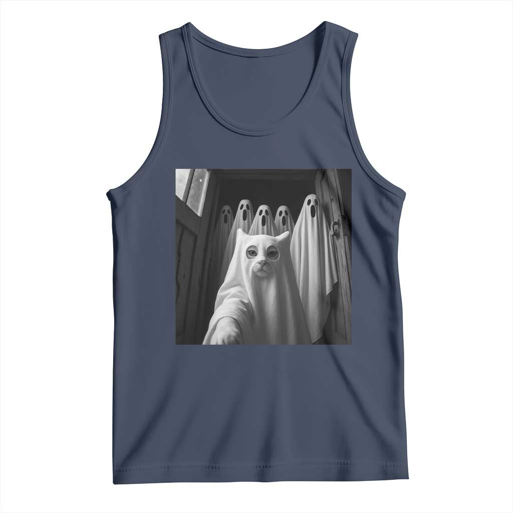 Funny Ghost Cat Halloween Meme Tank Top - Wonder Print Shop