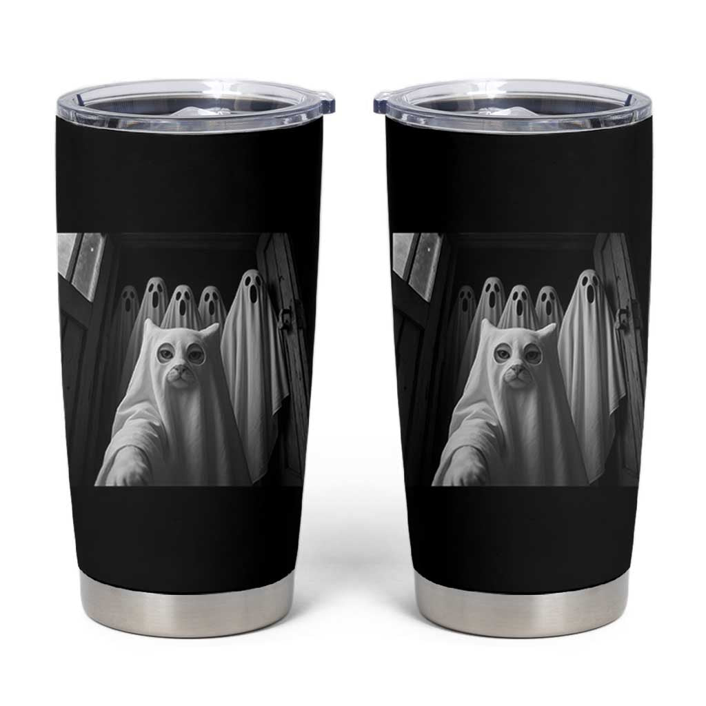 Funny Ghost Cat Halloween Meme Tumbler Cup - Wonder Print Shop