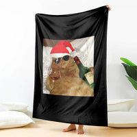 Funny Cat Drinking Wine Christmas Throw Blanket - Wonder Print Shop