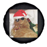 Funny Cat Drinking Wine Christmas Spare Tire Cover - Wonder Print Shop