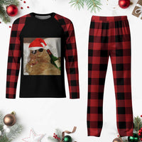 Funny Cat Drinking Wine Christmas Plaid Pajama Set - Wonder Print Shop